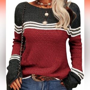Gray and red Colorblock sweater